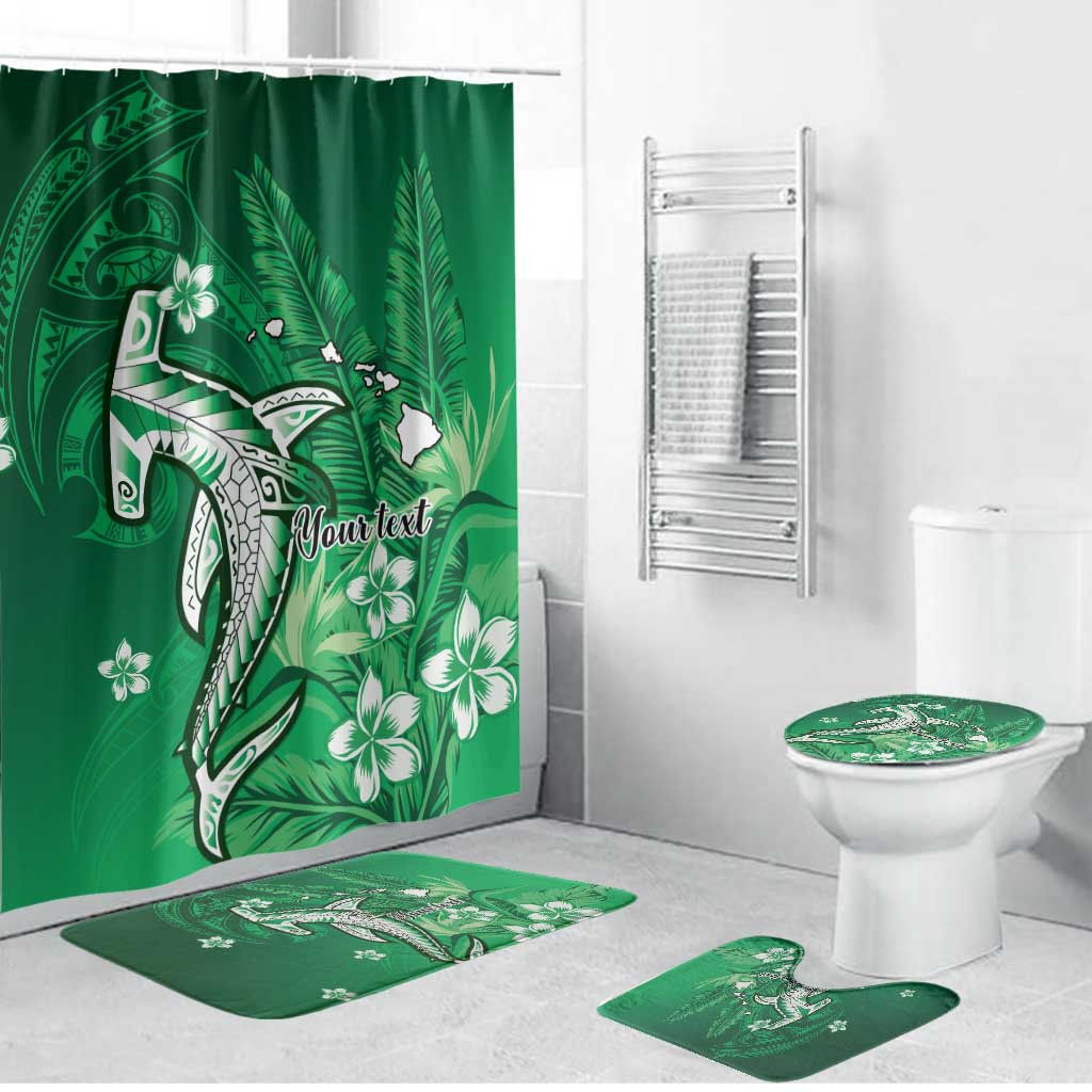 Personalized Hawaiian Maori Hammerhead Shark Bathroom Set Omaomao Plumeria LT9 Bathroom Set (4 pcs) Green - Polynesian Pride