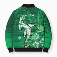 Personalized Hawaiian Maori Hammerhead Shark Bomber Puffer Jacket Omaomao Plumeria LT9 - Polynesian Pride