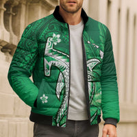 Personalized Hawaiian Maori Hammerhead Shark Bomber Puffer Jacket Omaomao Plumeria LT9 - Polynesian Pride