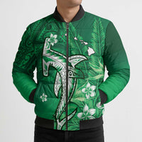 Personalized Hawaiian Maori Hammerhead Shark Bomber Puffer Jacket Omaomao Plumeria LT9 - Polynesian Pride