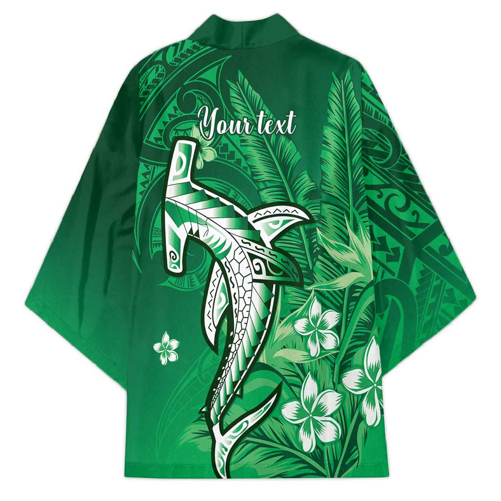 Personalized Hawaiian Maori Hammerhead Shark Kimono Omaomao Plumeria LT9 - Polynesian Pride
