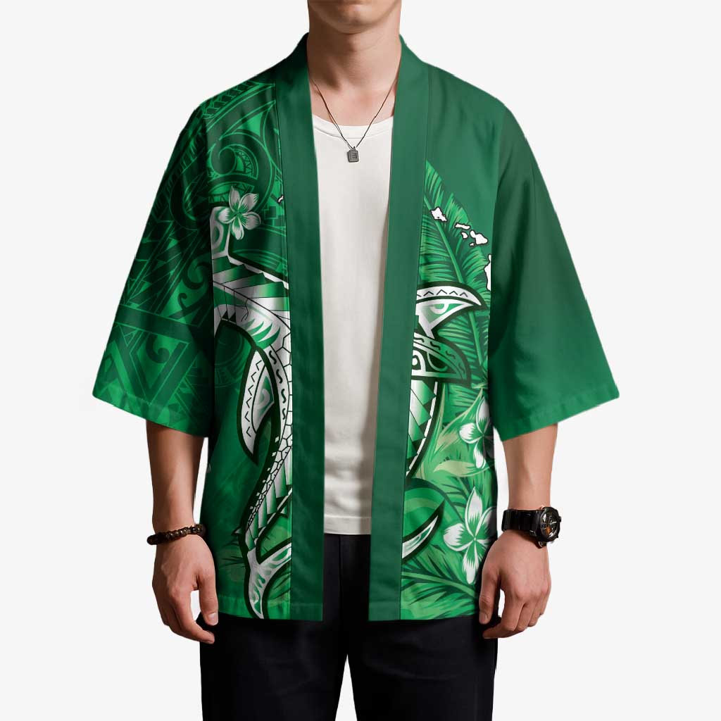 Personalized Hawaiian Maori Hammerhead Shark Kimono Omaomao Plumeria LT9 - Polynesian Pride