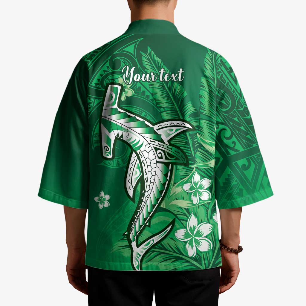 Personalized Hawaiian Maori Hammerhead Shark Kimono Omaomao Plumeria LT9 - Polynesian Pride