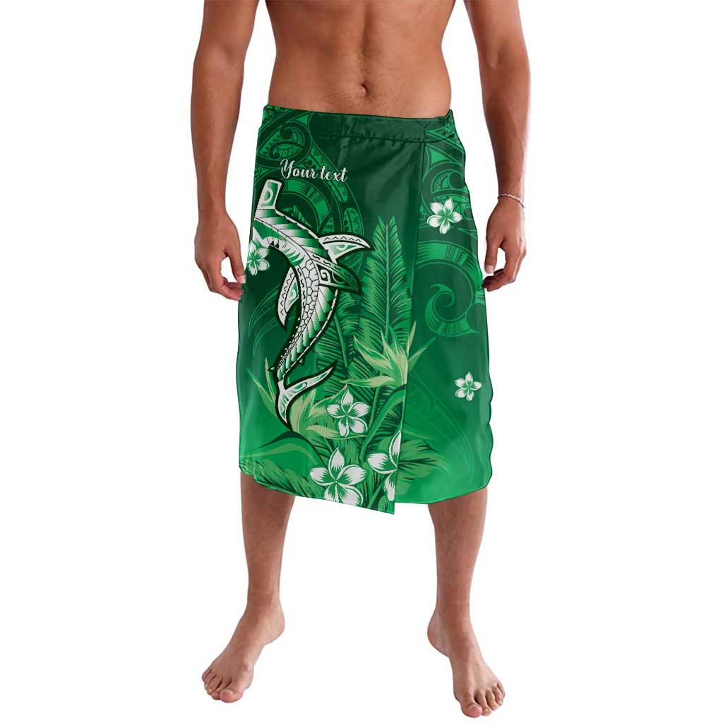 Personalized Hawaiian Maori Hammerhead Shark Lavalava Omaomao Plumeria LT9 Green - Polynesian Pride