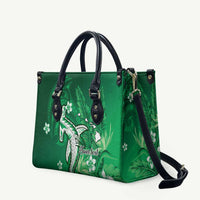 Personalized Hawaiian Maori Hammerhead Shark Leather Bag Omaomao Plumeria LT9 Green - Polynesian Pride