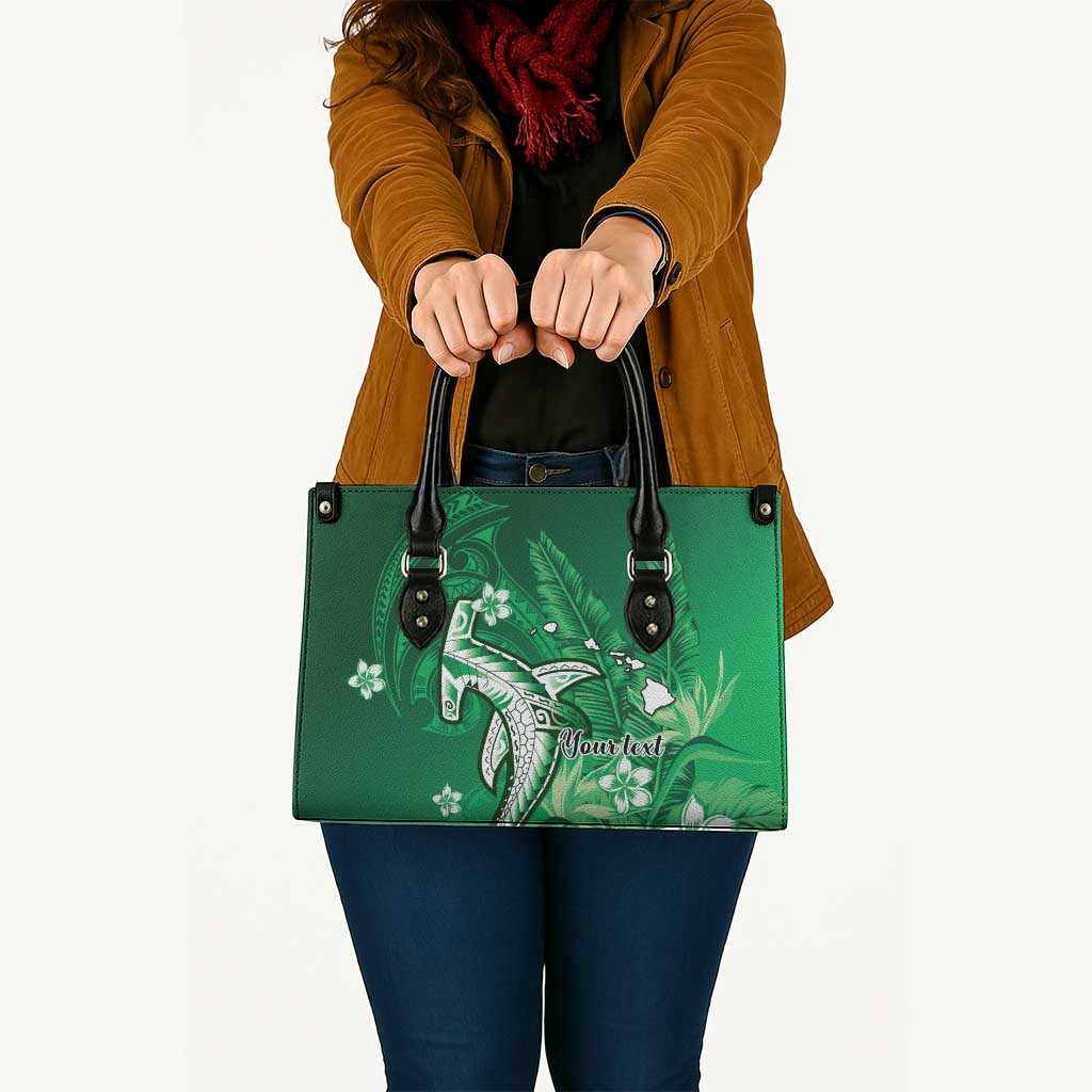 Personalized Hawaiian Maori Hammerhead Shark Leather Bag Omaomao Plumeria LT9 - Polynesian Pride