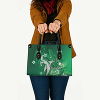 Personalized Hawaiian Maori Hammerhead Shark Leather Bag Omaomao Plumeria LT9 - Polynesian Pride