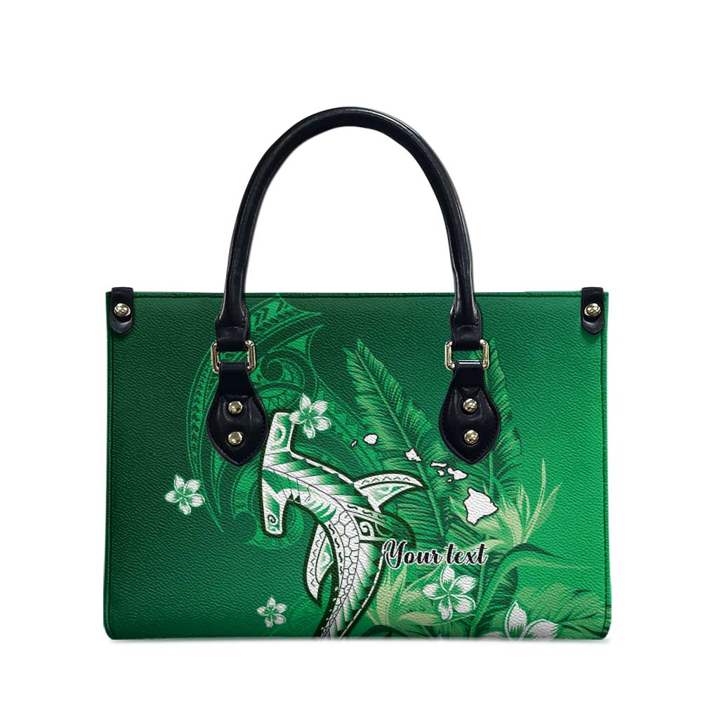 Personalized Hawaiian Maori Hammerhead Shark Leather Bag Omaomao Plumeria LT9 - Polynesian Pride