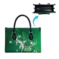 Personalized Hawaiian Maori Hammerhead Shark Leather Bag Omaomao Plumeria LT9 - Polynesian Pride