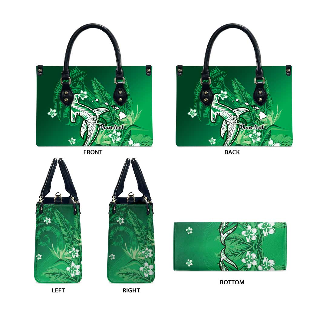Personalized Hawaiian Maori Hammerhead Shark Leather Bag Omaomao Plumeria LT9 - Polynesian Pride