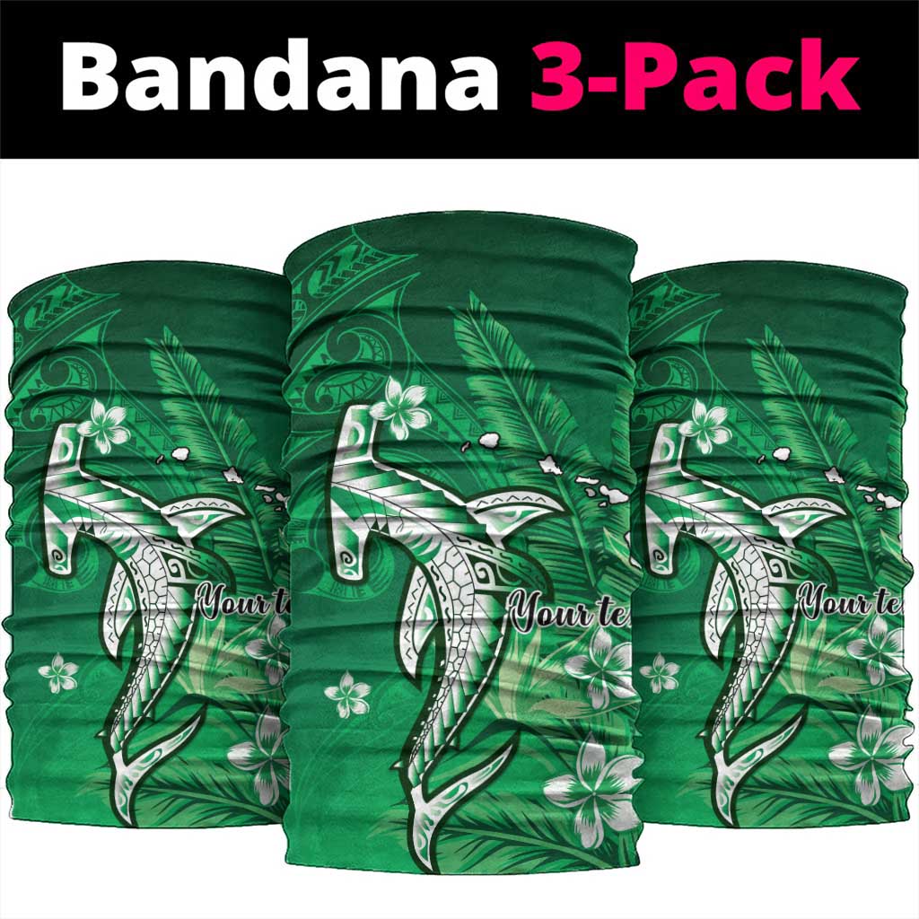 Personalized Hawaiian Maori Hammerhead Shark Neck Gaiter Omaomao Plumeria LT9 package One Size: 25*50cm Green - Polynesian Pride