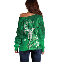 Personalized Hawaiian Maori Hammerhead Shark Off Shoulder Sweater Omaomao Plumeria LT9 - Polynesian Pride