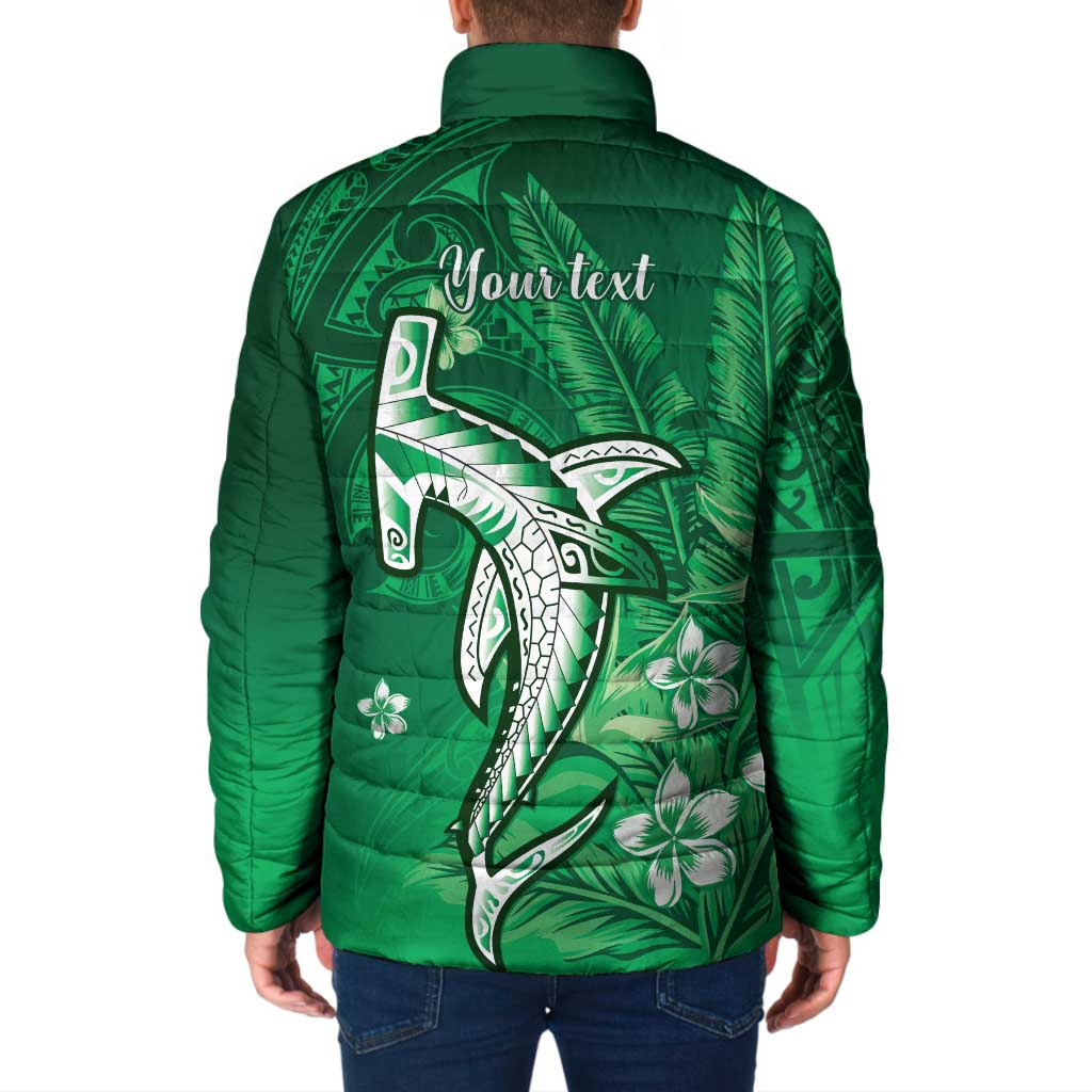 Personalized Hawaiian Maori Hammerhead Shark Padded Jacket Omaomao Plumeria LT9 - Polynesian Pride