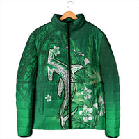 Personalized Hawaiian Maori Hammerhead Shark Padded Jacket Omaomao Plumeria LT9 - Polynesian Pride