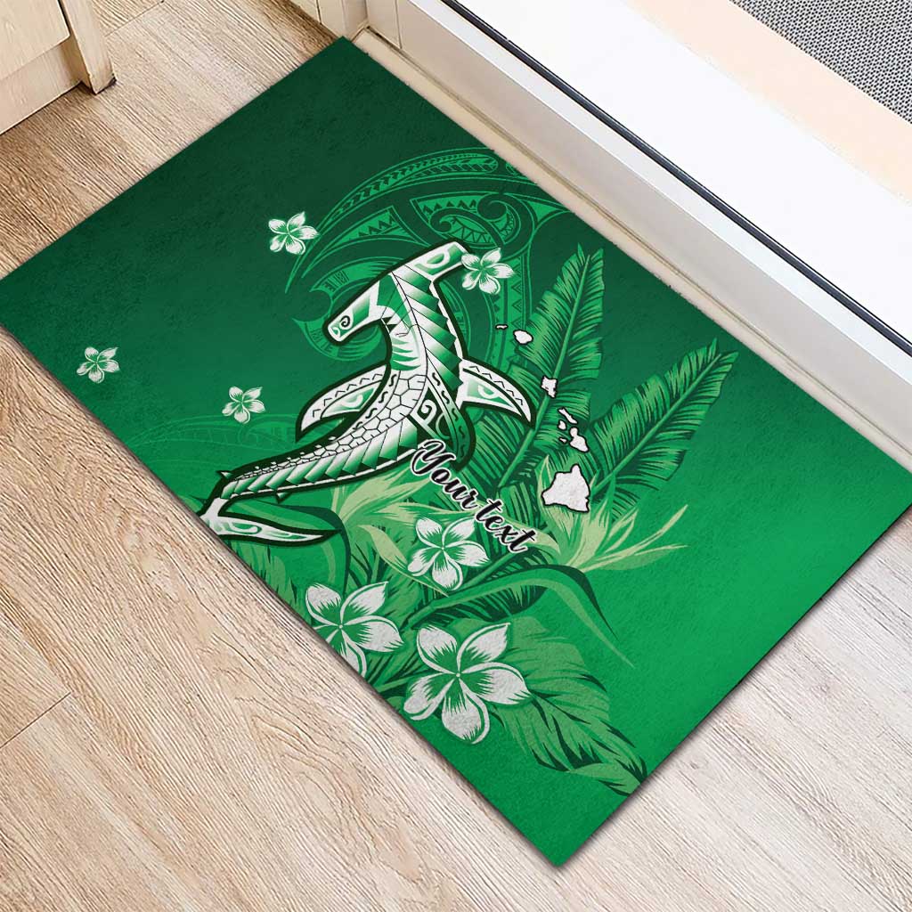 Personalized Hawaiian Maori Hammerhead Shark Rubber Doormat Omaomao Plumeria LT9 - Polynesian Pride