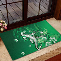Personalized Hawaiian Maori Hammerhead Shark Rubber Doormat Omaomao Plumeria LT9 - Polynesian Pride