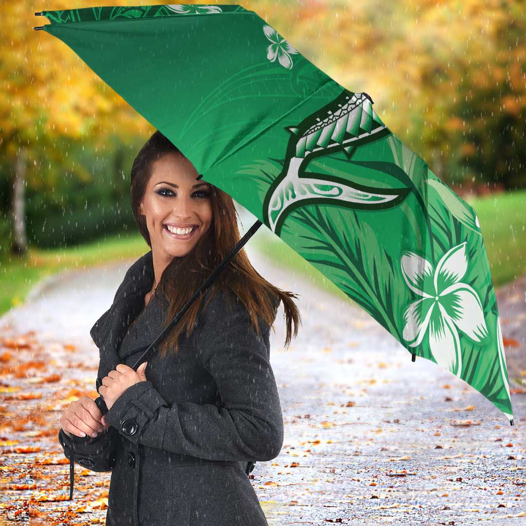 Personalized Hawaiian Maori Hammerhead Shark Umbrella Omaomao Plumeria LT9 - Polynesian Pride