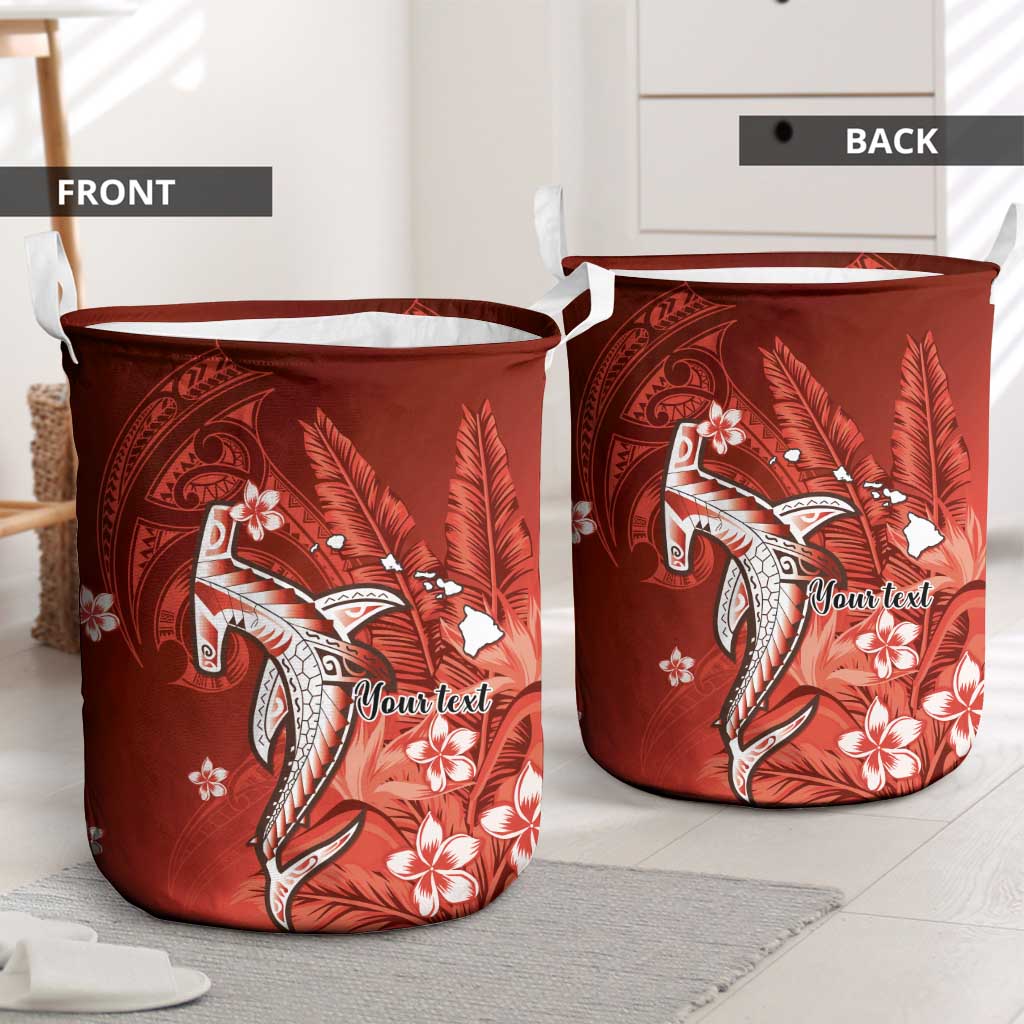 Personalized Hawaiian Maori Hammerhead Shark Laundry Basket Ulaula Plumeria LT9 - Polynesian Pride