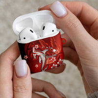 Personalized Hawaiian Maori Hammerhead Shark AirPods Case Ulaula Plumeria LT9 - Polynesian Pride