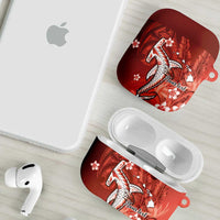 Personalized Hawaiian Maori Hammerhead Shark AirPods Case Ulaula Plumeria LT9 - Polynesian Pride