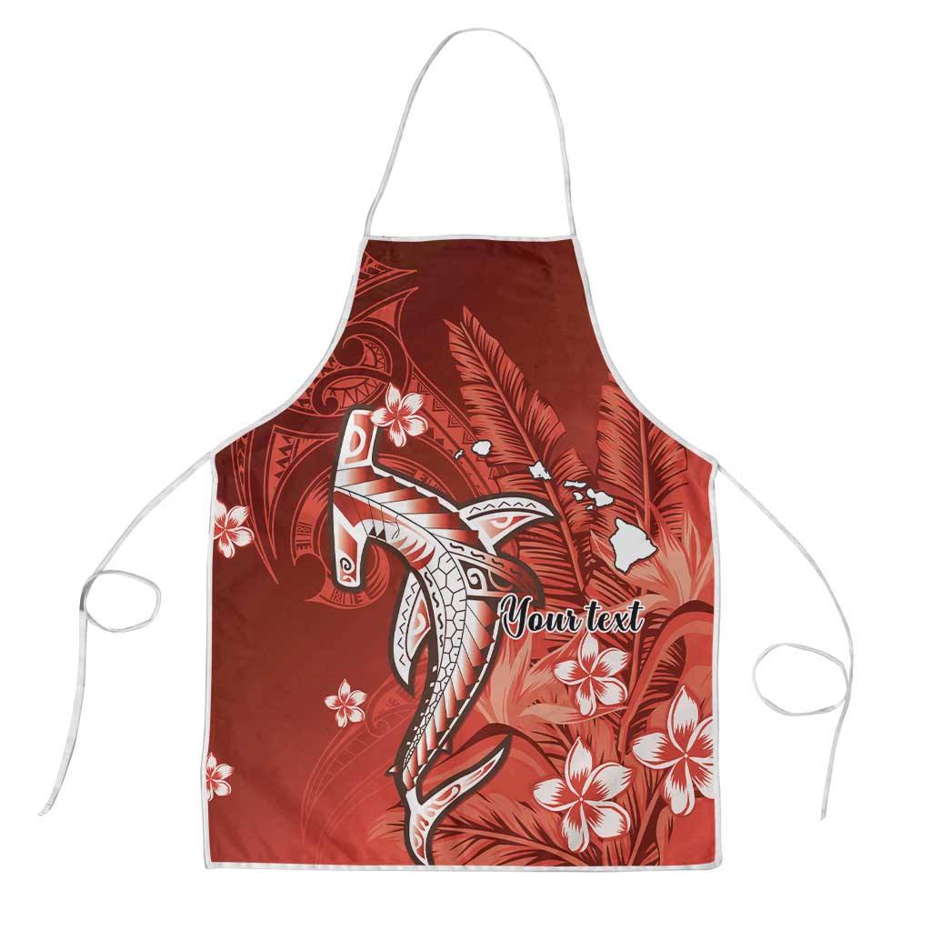 Personalized Hawaiian Maori Hammerhead Shark Apron Ulaula Plumeria LT9 Red - Polynesian Pride