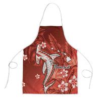Personalized Hawaiian Maori Hammerhead Shark Apron Ulaula Plumeria LT9 Red - Polynesian Pride