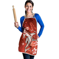 Personalized Hawaiian Maori Hammerhead Shark Apron Ulaula Plumeria LT9 - Polynesian Pride