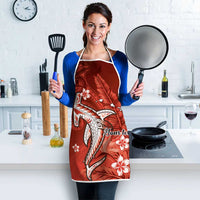 Personalized Hawaiian Maori Hammerhead Shark Apron Ulaula Plumeria LT9 - Polynesian Pride