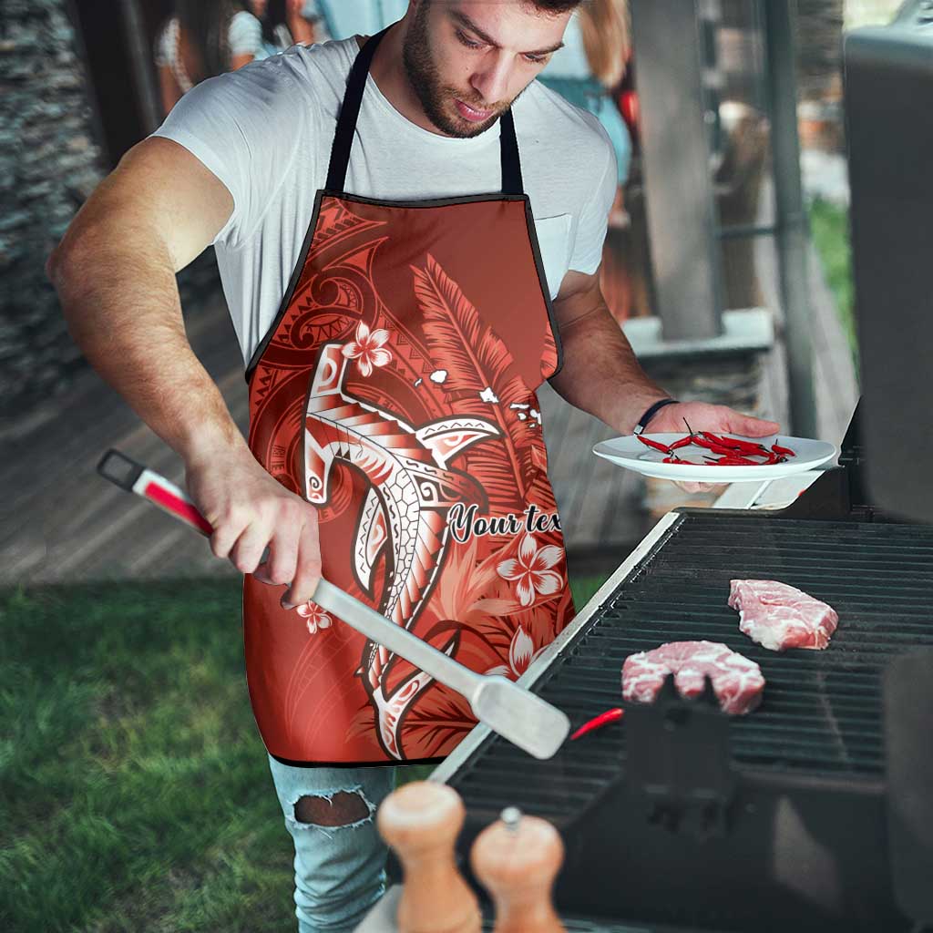 Personalized Hawaiian Maori Hammerhead Shark Apron Ulaula Plumeria LT9 - Polynesian Pride