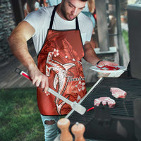 Personalized Hawaiian Maori Hammerhead Shark Apron Ulaula Plumeria LT9 - Polynesian Pride