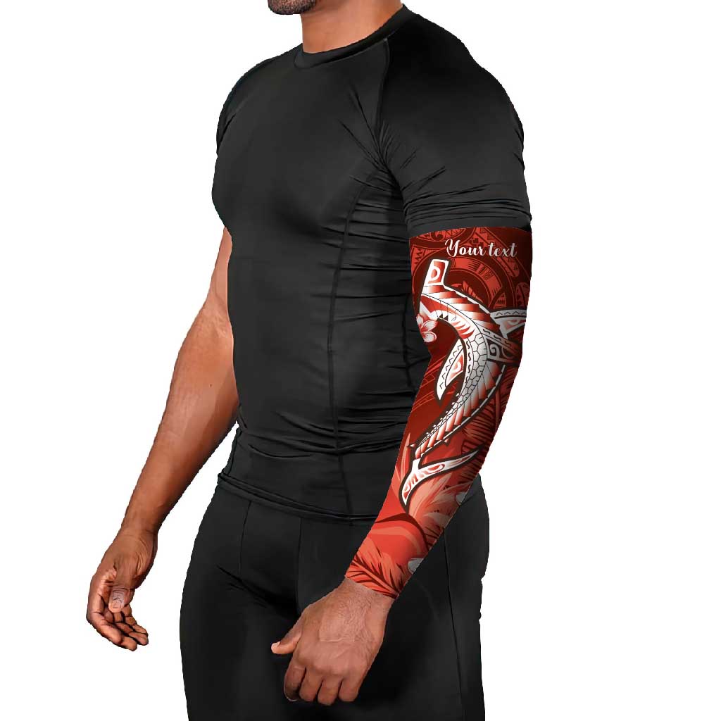 Personalized Hawaiian Maori Hammerhead Shark Arm Sleeves Ulaula Plumeria LT9 - Polynesian Pride