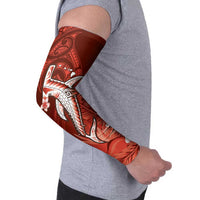 Personalized Hawaiian Maori Hammerhead Shark Arm Sleeves Ulaula Plumeria LT9 - Polynesian Pride