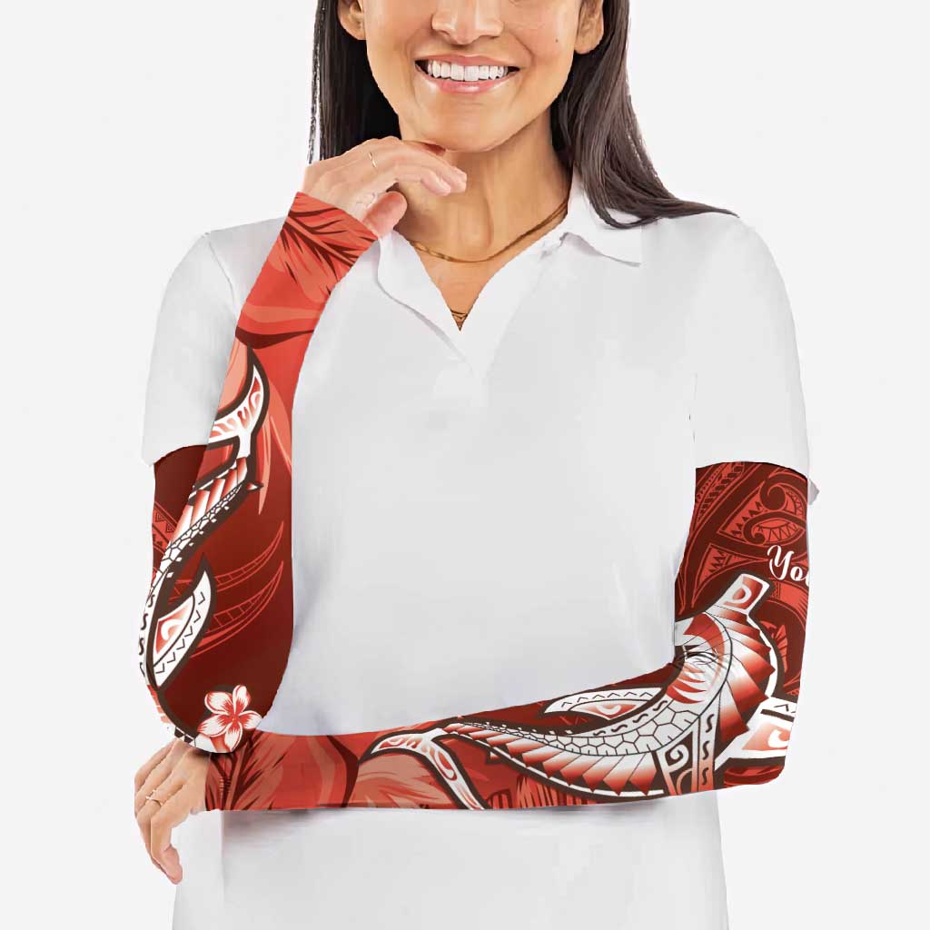 Personalized Hawaiian Maori Hammerhead Shark Arm Sleeves Ulaula Plumeria LT9 - Polynesian Pride