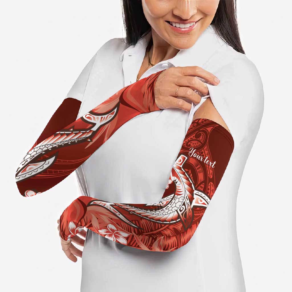Personalized Hawaiian Maori Hammerhead Shark Arm Sleeves Ulaula Plumeria LT9 - Polynesian Pride