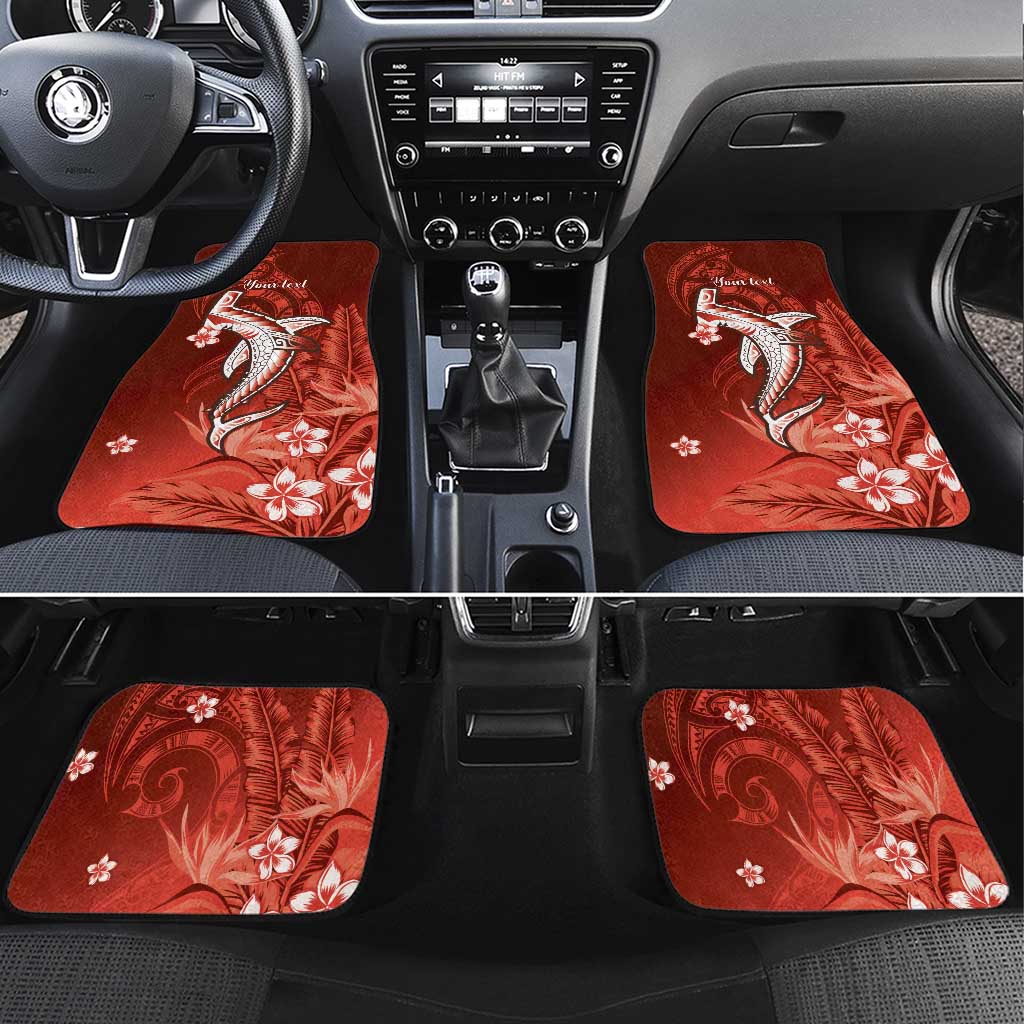 Personalized Hawaiian Maori Hammerhead Shark Car Mats Ulaula Plumeria LT9 Set 4pcs Red - Polynesian Pride