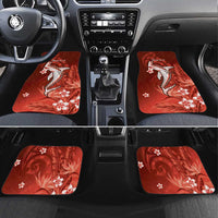 Personalized Hawaiian Maori Hammerhead Shark Car Mats Ulaula Plumeria LT9 Set 4pcs Red - Polynesian Pride