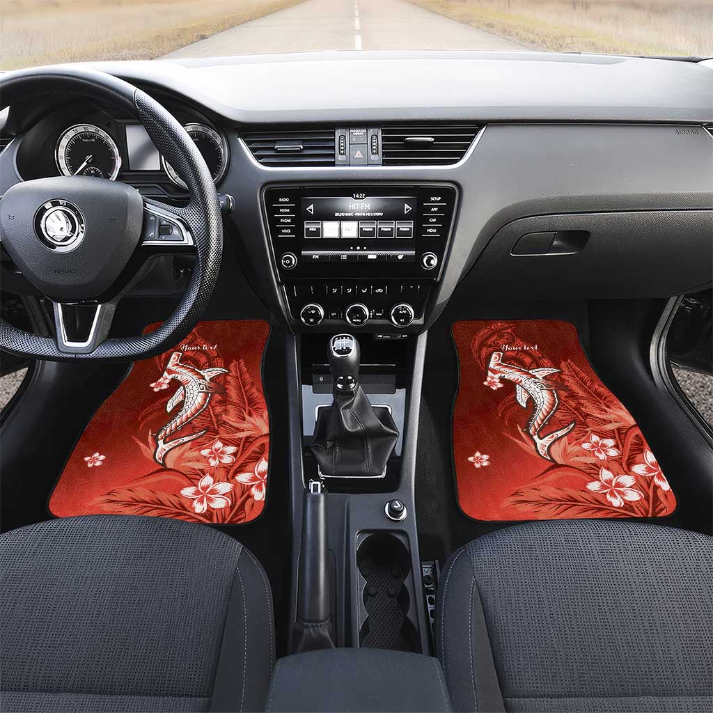 Personalized Hawaiian Maori Hammerhead Shark Car Mats Ulaula Plumeria LT9 Set 2pcs - Front Red - Polynesian Pride