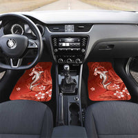 Personalized Hawaiian Maori Hammerhead Shark Car Mats Ulaula Plumeria LT9 Set 2pcs - Front Red - Polynesian Pride
