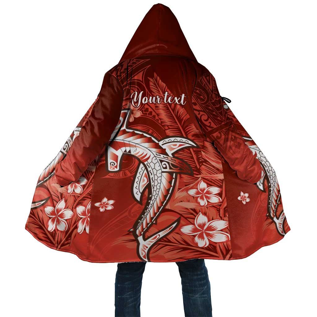 Personalized Hawaiian Maori Hammerhead Shark Cloak Ulaula Plumeria LT9 Unisex Red - Polynesian Pride