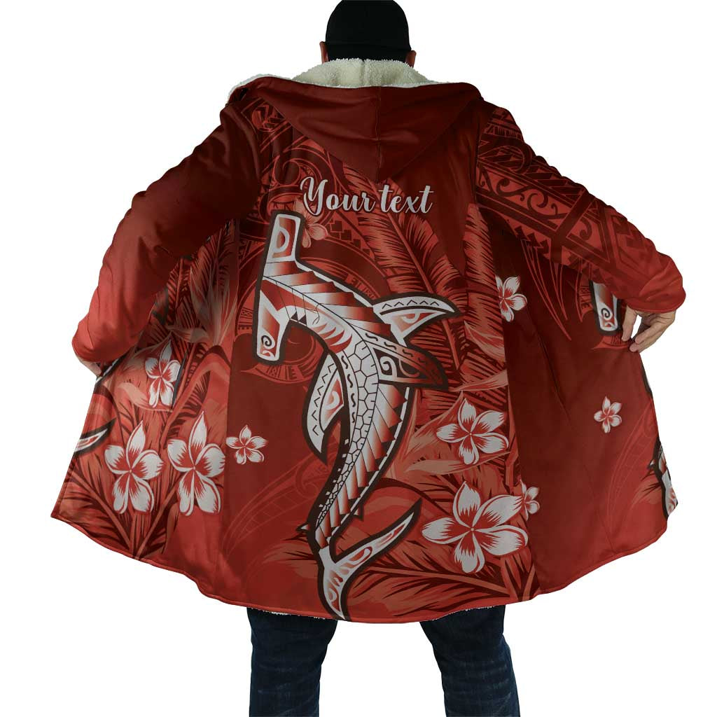 Personalized Hawaiian Maori Hammerhead Shark Cloak Ulaula Plumeria LT9 - Polynesian Pride