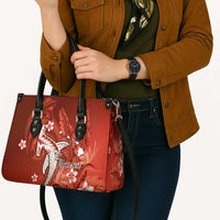 Personalized Hawaiian Maori Hammerhead Shark Leather Bag Ulaula Plumeria LT9 - Polynesian Pride