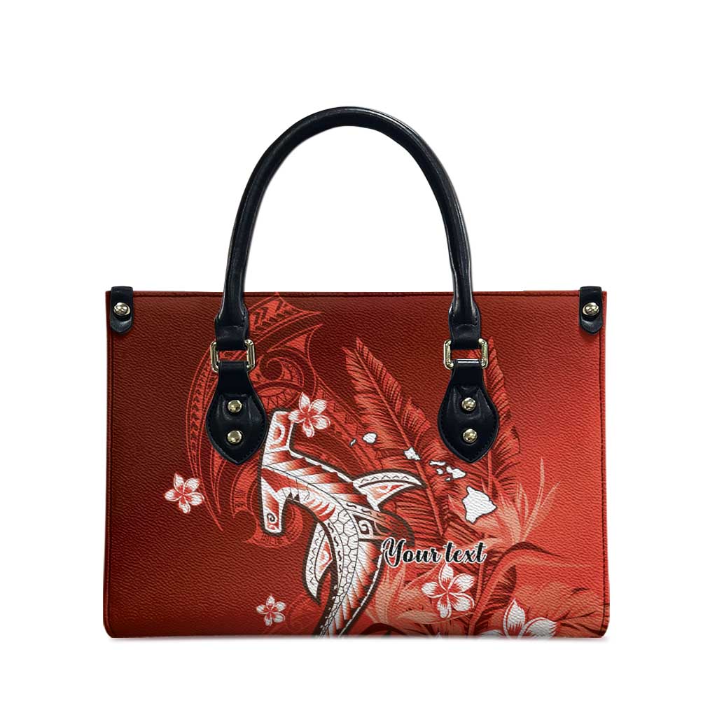 Personalized Hawaiian Maori Hammerhead Shark Leather Bag Ulaula Plumeria LT9 - Polynesian Pride