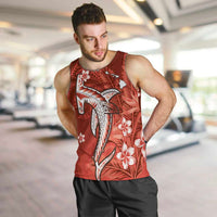 Personalized Hawaiian Maori Hammerhead Shark Men Tank Top Ulaula Plumeria LT9 Red - Polynesian Pride