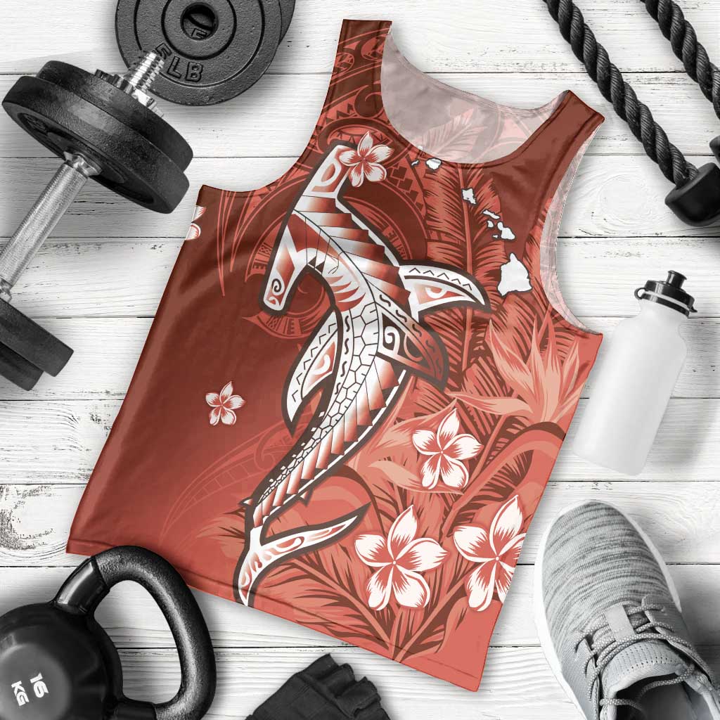 Personalized Hawaiian Maori Hammerhead Shark Men Tank Top Ulaula Plumeria LT9 - Polynesian Pride