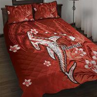 Personalized Hawaiian Maori Hammerhead Shark Quilt Bed Set Ulaula Plumeria LT9 Red - Polynesian Pride