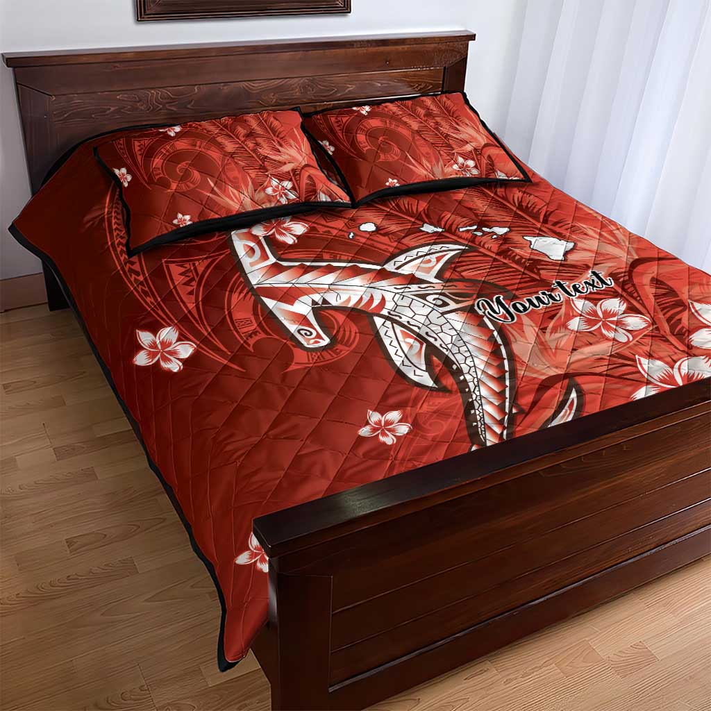 Personalized Hawaiian Maori Hammerhead Shark Quilt Bed Set Ulaula Plumeria LT9 - Polynesian Pride