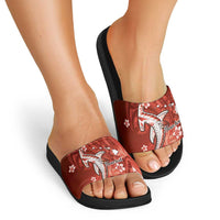 Personalized Hawaiian Maori Hammerhead Shark Slide Sandals Ulaula Plumeria LT9 - Polynesian Pride