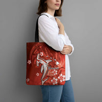 Personalized Hawaiian Maori Hammerhead Shark Tote Bag Ulaula Plumeria LT9 - Polynesian Pride