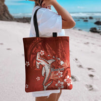 Personalized Hawaiian Maori Hammerhead Shark Tote Bag Ulaula Plumeria LT9 - Polynesian Pride