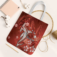 Personalized Hawaiian Maori Hammerhead Shark Tote Bag Ulaula Plumeria LT9 White Strap One Size Red - Polynesian Pride